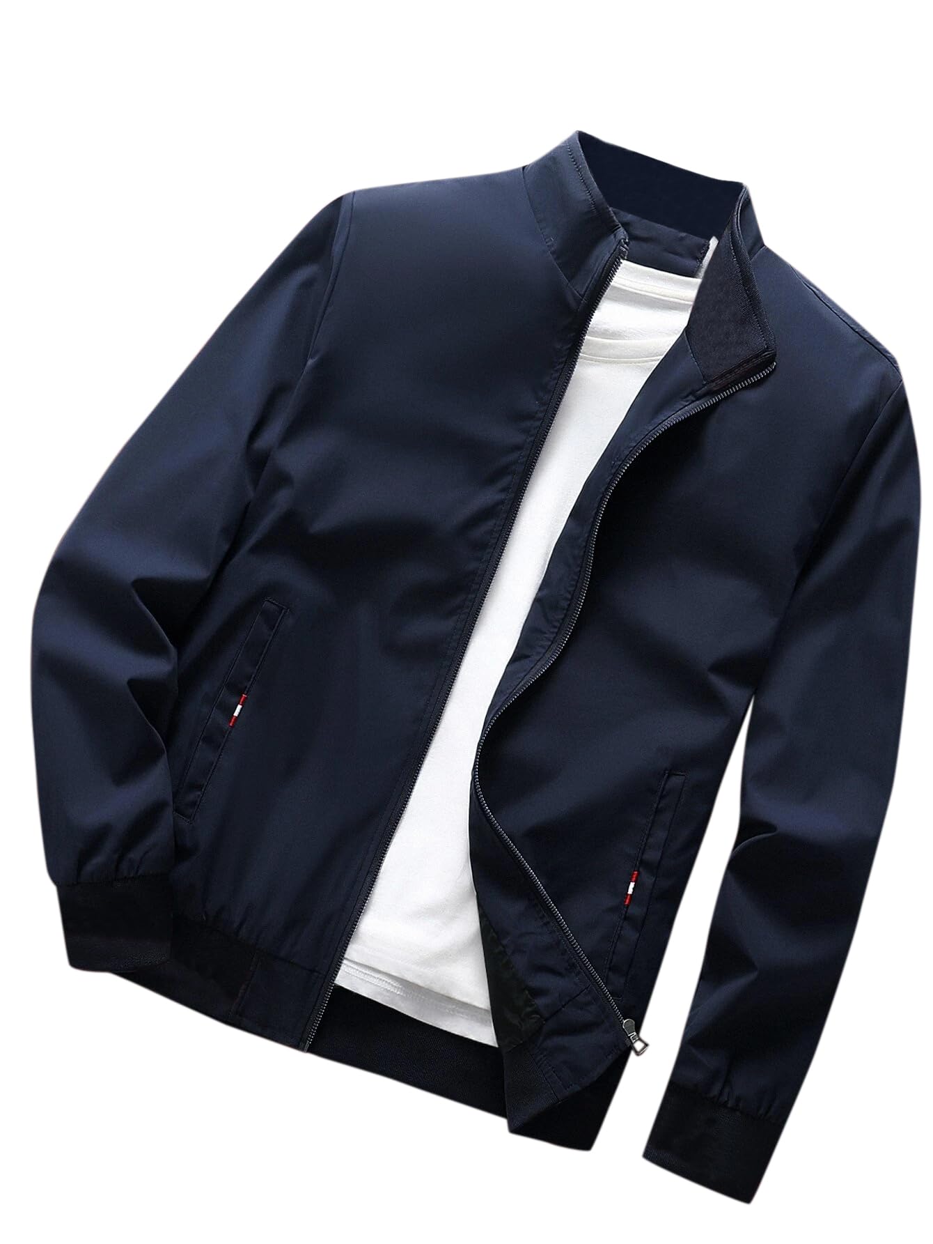 TAGAS Men's Regular Jacket Fit For Casual Wear || Latest Stylish Jacket For Men ||Regular Fit Zip-Up Casual jacket|| bomber jacket for men(MJ-9015) (L, NAVY)